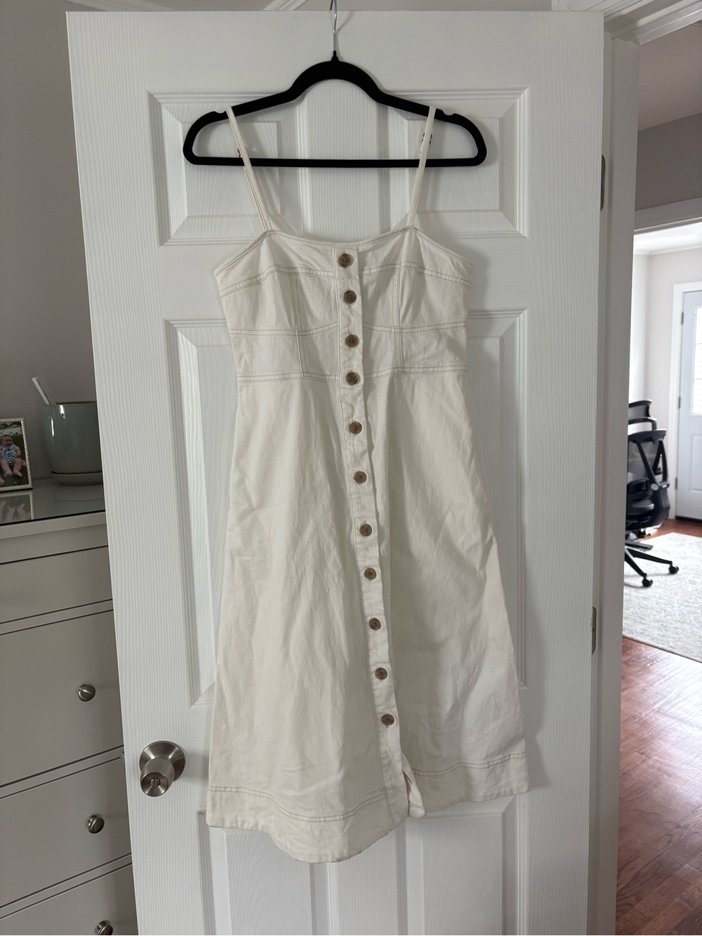 Universal Thread Cream Button-Down Spaghetti Strap Denim Dress